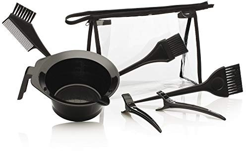 Kosmetex Färbe-Set 7-teilig, Haarfärbe-Pinsel, Haar-Klammer, Anmisch-Schale, Mischen und zur Anwendung von Haarfärbe Mittel