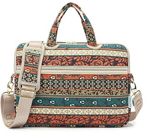 kayond Red Bohemia Patten Canvas Laptop Shoulder Messenger Bag Case Sleeve for 15-15.6Inch Laptop and Macbook Pro 15.4 (15-15.6 inch, Red Bohemia)