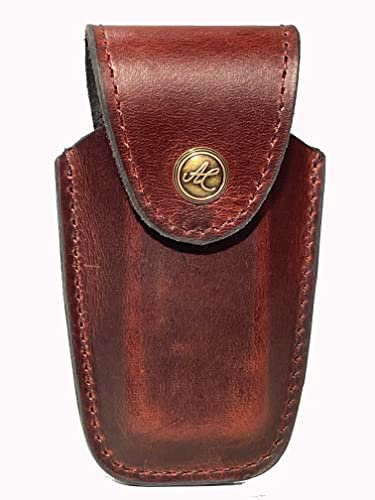 Alston Craig Personalised Genuine Leather Case/Pouch/Sheath/Holder [Compatible With Victorinox Swiss Army Pen Knife ([(5-8 layers) Huntsman, Swiss Champ, Hiker, Climber] with Belt Loop - Brown