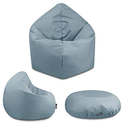 BuBiBag - 2in1 Sitzsack Bodenkissen - Outdoor Sitzsäcke Indoor Beanbag in 32 Farben und 3 Größen - Sitzkissen für Kinder und Erwachsene (100 cm Durchmesser, Grau)