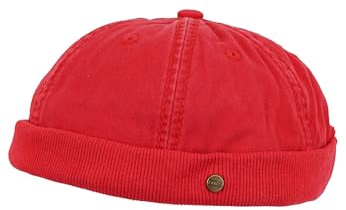 Lakota 38150485 Bonnet docker, pour homme, lourd, délavé, coutures robustes, casquette d'été, pour pêcheurs, cyclistes, rouge, taille unique