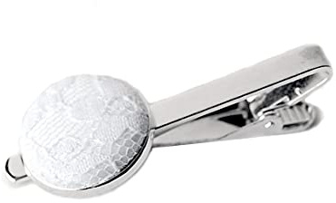 Marang Studios White Lace Tie Bar, 13th Anniversary, Gift Ideas for Husband, Novelty Tie Clip