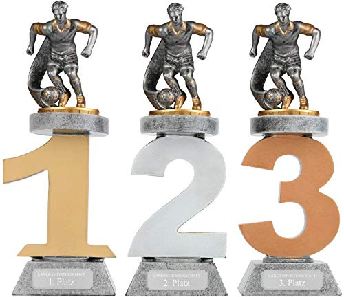 pokalspezialist Pokal Fußball Serie VILLON Trophäe 3 Größen mit Gravur
