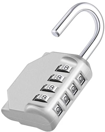 ZHEGE Zahlenschloss Spind Fitnessstudio, Vorhängeschloss Zahlen (Silber) | 4-stellig Schloss Zahlencode für Schrank, Spind, Werkzeugkasten, Tür, Gartenzäunen, Vorhängeschloss Wetterfest, 6MM-Bügel