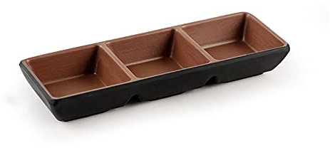 sararui Sauce Dish 8.43 Inch Rectangle Plastic Appetizer Plates Dipping Soy Sauce Dishes Vinegar Olive Oil Ketchup Snack and Dessrt Seasoning Dishes(3 Compartment) Dip Bowls (Color : A)