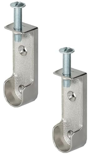 Gedotec Decken-Schrankrohrlager | 2 Stück Kleiderstangen-Halterung Metall | OVAL | Aufhängung für Schrankstangen & Garderobenstangen Chrom | MADE IN GERMANY |Schrankrohr-Halter mit Schraube M6 x 28mm