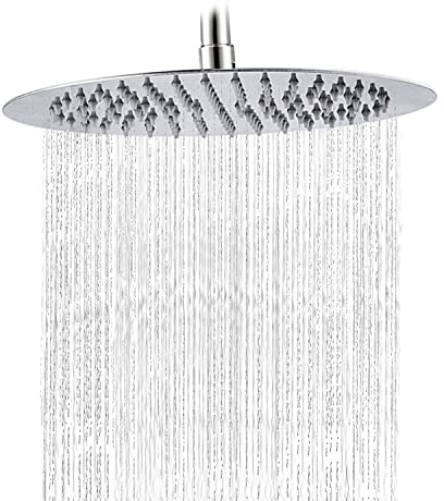 SOLVEX Pommeau de Douche Ronde 10'' Anti-Calcaire en Acier Inoxydable,Tête de Douche Rotatif 360°,Accessoires de Salle de Bain,Haute Pression & Economie d'Eau,Polissage,DE-SP-50021