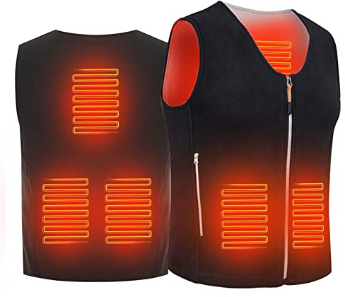 Bseical Gilet Chauffant Veste Homme Femme,Gilet Chauffant Électrique USB,Veste Chauffante Homme,5 Zones De Chauffé 3 Températures Réglables Gilet,Lavable Pour Hiver Moto Chasse La Chasse,Le Camping