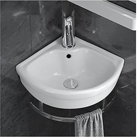Kleines Eckwaschbecken Zur Wandmontage, Handwaschbecken Klein, Waschbecken, Waschbecken mit Wasserhahn-Kombination und Turmaufhänger (Size : A-Big)