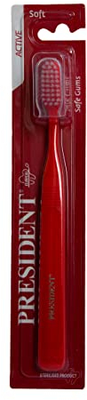 President SPAZZOLINO ACTIVE con Setole EXTRA MORBIDE ideali in caso di gengive infiammate, irritate e parodontite. Efficacia antiplacca superiore in tutti i punti dell’arcata dentale.