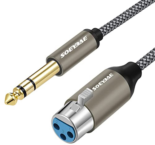 SOEYBAE 5M Stereo Mikrofonkabel XLR Buchse auf 6,35 mm（1/4 Zoll ） Klinkenbuchse,Geflochtenes Signalverbindungskabel für Gitarre, Lautsprecher, Bühne, DJ