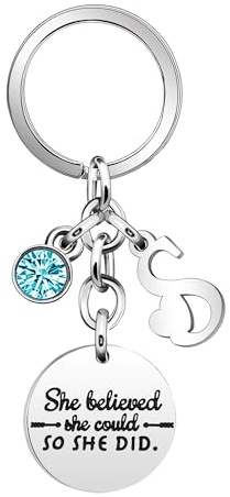 SAMORION Inspirational Gift Key Chains She Believe She Could So She Did Keyring for Her Women Passed Driving Test Car Accessories Graduation Birthday Christmas Key Chain