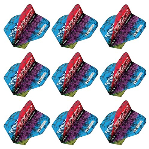 RED DRAGON Yin Yang Beidseitig Peter Wright Snakebite Grün, Blau und Rot Standard Dartflug 3 Set pro Packung (insgesamt 9 Dart-Flights)