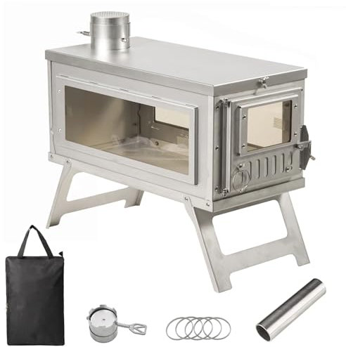 SUYUDD Tragbarer Holzofen für Rucksackreisen, Camping-Pyramidenzeltofen mit Tragetasche für unsere Tür, Kochen, Grillen, Wohnmobil, Überleben
