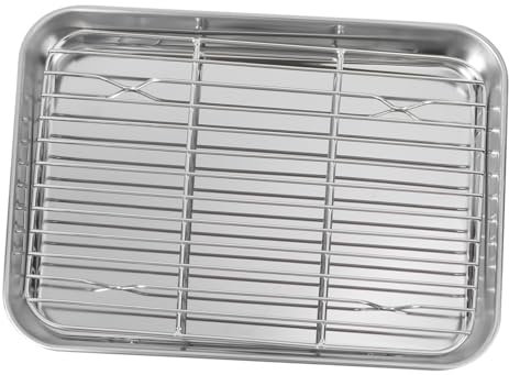 Milisten Drain Oil Grid Rack for Baking Sheets Stainless Steel Baking Pan Sheets Rack Easy to Clean 23x17x2.5cm