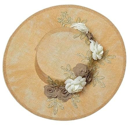 COSDREAMER Viktorianischer Hut für Damen, Teeparty Hüte, Vintage Blumen, Flacher Hut (weiß)