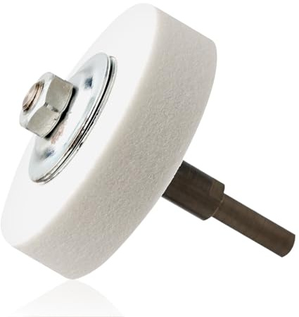 GLADFRESIT Electric Drill Grinding Wheel, Grinding Wheel Adapter and Grinding Stone for Drill, 85mm OD 10mm ID for Metal Cast Iron Wood Matte Polishing(White)
