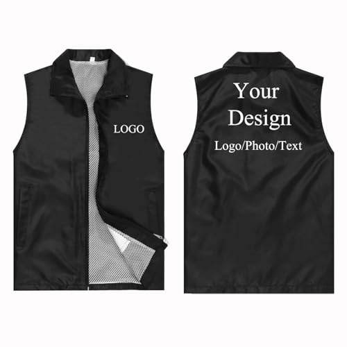 Tuboshu Gilet con Logo Personalizzato Giacca Personalizzata Cappotto Personalizzato Stampa di Foto/Testo Gilet Estivo Sottile Uomo Donna Abiti da Lavoro Uniformi Capispalla Top