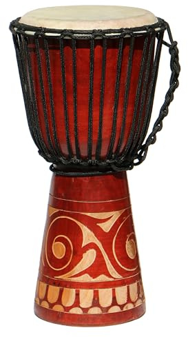 Wogeka - Djembé de 40 cm - Bongo avec motif sculpté comme idée de cadeau - Style africain - Tambour 14
