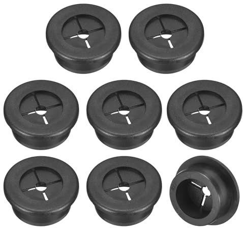 sourcing map 8 Pcs Cable Cord Grommet, 1 Inch (25mm) Desk Grommet Flexible Rubber Grommets Wire Hole Cover Pass Through for Office Computer Desk Wire Organizer, Black