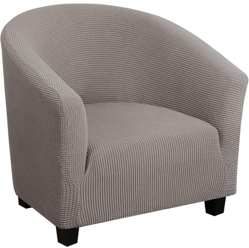 CLGTY Stretch Sesselschoner 1 Stück, Kariert Sesselüberwurf Abnehmbarer Club Chair Stretch Sesselhusse Sesselbezug Mit Elastischem Boden Für Wohnzimmer-braun-1 Stück
