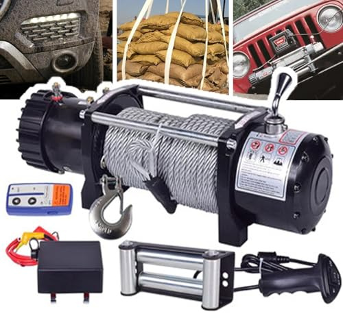 JMbpkduHs Treuil Hydraulique De 9 500 à 20 000 LB avec Câble en Acier Robuste De 24 M, Engrenage Planétaire à 2 étages pour Véhicule Tout-Terrain, Bateau, ATV, SUV,12v-13500lbs