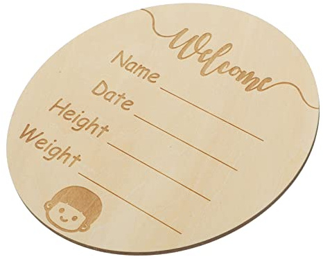 Rundes Geburtsanzeigeschild aus Basswood Plywood mit Schönem Druck | Handgefertigte Feinarbeit, für Heimdeko und Hochzeitsfeiern, Namensschild für Neugeborene