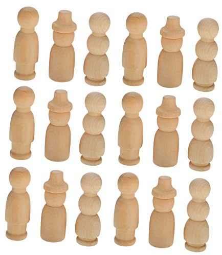 Operitacx 30stücke Steckpuppen Aus Holz Unfertige Holzpuppen Diy Figuren Zum Bemalen Verschiedene Modelle Zur Auswahl Kinderaktivität Und Dekoration Für Zuhause Und Feste