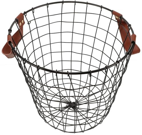 GSCLZ Round Sundries Storage Basket Firewood Baskets Fireplace For Organize Wrought Iron Wire Log Baskets