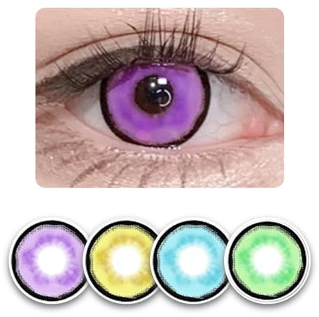 3 Paar Violett Tageslinsen Mit Stärke. 1-DAY Kontaktlinsen 'Schnitzen Violett', leicht einzusetzend - Topqualität für Cosplays, Fasching, Karneval und Halloween (-4.25 Dioptrien,Violett)