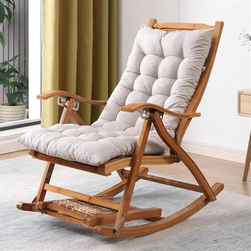 Schaukelstuhl aus Massivholz für Erwachsene, bequeme und entspannende Wippe für Balkon, Zuhause, Loungesessel für ältere Menschen, perfekt für Nickerchen und Freizeit