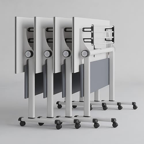 Klappbarer Konferenztisch, modern, mobil, Meetingtisch, leise Räder, 140 x 59,9 x 74,9 cm, Holz, Trainingstisch, Büro, Empfang, Klassenzimmer, Trainingsmöbel, 4 Stück