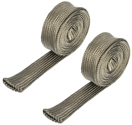 QUARKZMAN 2 Pezzi Guaina Termica, 0.6 ID 6.6 Piedi Guaina Termica Per Filo Auto Per Rigo Carburante 800 Gradi Per Fili, Colore Titanio