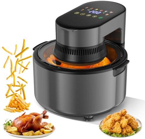 Air Fryer 4L, 1200W Freidora sin Aceite, Vista Panorámica de 270°, Pantalla Táctil Digital LED, 8 Funciones de Cocción, Temporizador de 200 min y Reserva de 24 h, Cesta Antiadherente, para 3 Personas