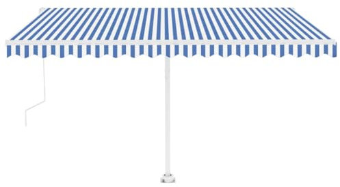 Standmarkise Automatisch 450x300 cm BlauWeiß - Pulverbeschichtetes Aluminium & 100% Polyestergewebe mit PU-Beschichtung - Perfekt für Terrasse & Garten - Langlebig & Wetterfest