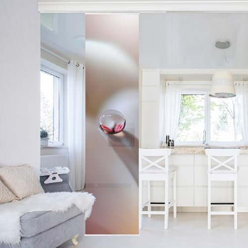 micasia Schiebegardine halbtransparent 60er Paneel Klett Blumen Textil lichtdurchlässig - Motiv Landhaus Flächenvorhang rosa Wohnzimmer Schlafzimmer 2500 (60x250 cm - 1 St.)