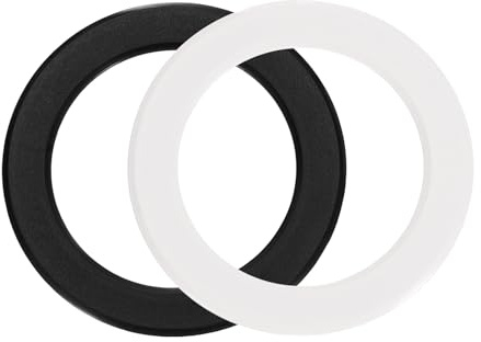 sourcing map Magnetic Adapter Ring, 2Pcs Magnetic Sticker Ring ABS Universal Magnet Wireless Charging Conversion Kit for Mobile Phone Case Wireless Charger, Black, White