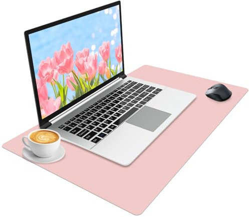 Niviy Tischunterlage XXL Schreibtischunterlage 60X40cm Rutschfester PU Leder Office Mousepad,Wasserdichter Schreibunterlage Kinder Büro Organizer Mauspad für Büro,Home und Laptop Rosa