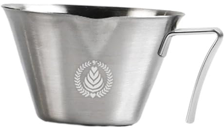 DimyFew Taza de Café Expreso de Acero Inoxidable 304, 100 Ml, para Servir Café, 7,6 X 4,6 Cm, Multiusos, con Marcas, Mango Ergonómico.
