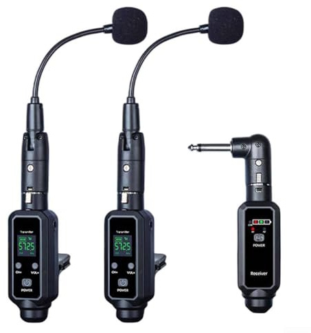 HpLive Sistema di microfoni radio professionale per strumenti musicali con ricevitore, latenza inferiore a 6 ms SNR 92 dB(1 in 2)