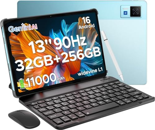 DOOGEE U13 Android 16 Tablet 13 Pulgadas, 32GB+256GB/2TB 11000mAh Tablet con Teclado y Lápiz, Octa Core T7280 Tablets Gaming 90Hz, Gemini AI/Widevine L1/13MP+5MP/5G WiFi/Face ID/OTG/FM Tablet Infantil