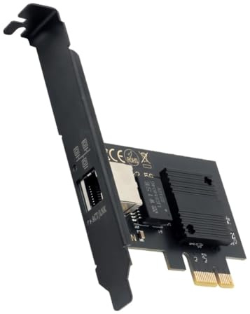 Agwuoetr Scheda di Rete PCI-e A RJ45 da 2500 Mbps con Chip I226 Gigabit Ethernet, Nera, per PC Portatile con Telaio in Metallo.