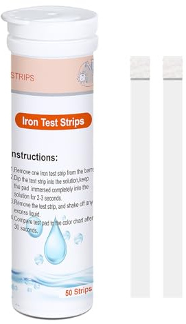 VANSUKY Eisen Teststreifen – 50 Stück, 0–100 mg/L, Schnell & Präzise Wasserteststreifen für Trinkwasser, Brunnenwasser, Aquarium, Pool, Spa, Landwirtschaft & Industrie