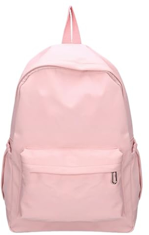 Laptopryggsäck, Damryggsäck i flerfärgad nylon med dragkedja, skol- och resemodell(Pink)