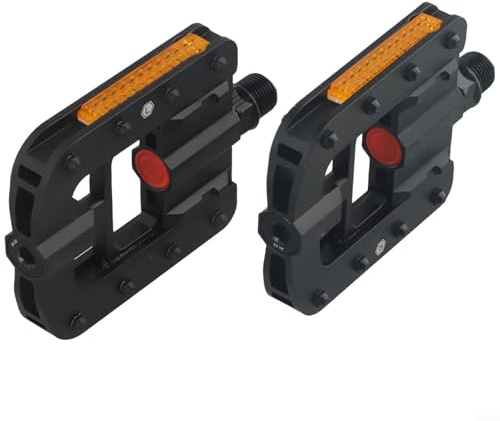 Pedali pieghevoli per bicicletta, 1 paio di pedali portatili in lega di alluminio con piegatura rapida con una sola mano, modello compatto, antiscivolo, double face, colore nero