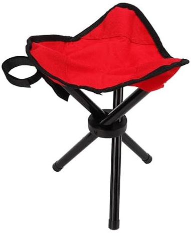 HFHungkeong Sgabello da viaggio pieghevole da campeggio, pesca alta sedia da esterno ultra leggera pieghevole a tre gambe sgabello da campeggio per il tempo libero (rosso extra grande)