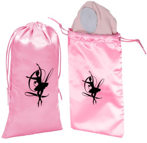 Didiseaon Bolsa De Ballet con Cordón 2 Piezas Satén Ligero Y Compacto para Guardar Y Transportar Zapatos De Baile Bolsa Reutilizable para Clases De Danza Y Viajes