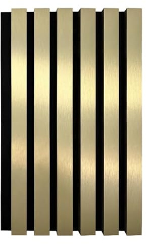 Be-Creative Gold Metallic Acoustic Slat Wall Panel – 120cm x 60cm | Premium Soundproofing Wood Panels for Modern Interior Walls & Ceilings | Decorative Acoustic Wall Treatment for Home & Office