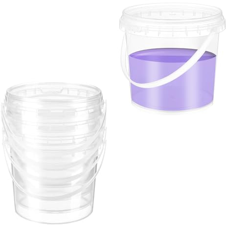 6 Pièces Seau Transparent avec Couvercle,1,5 L Seau de Peinture avec Poignée Récipient en Plastique pour Le Stockage des Résidus de Peinture, de Pigments et de Vernis
