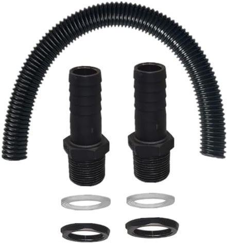 FUBESK Kit di connettori per serbatoio dell'acqua per tubi da 38 mm, kit di collegamento flessibile per barili di pioggia e serbatoi d'acqua, nero